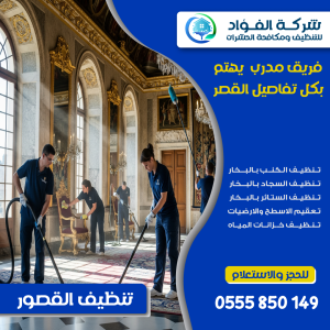 "فريق شركة الفؤاد أثناء تنظيف قصر"